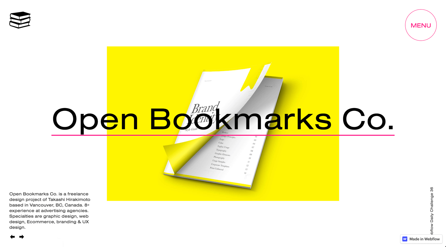 Portfolio Open Bookmarks Co. Webflow Expert Vancouver