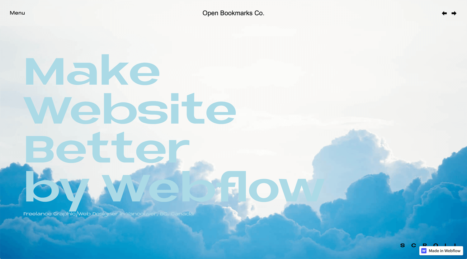 Portfolio Open Bookmarks Co. Webflow Expert Vancouver