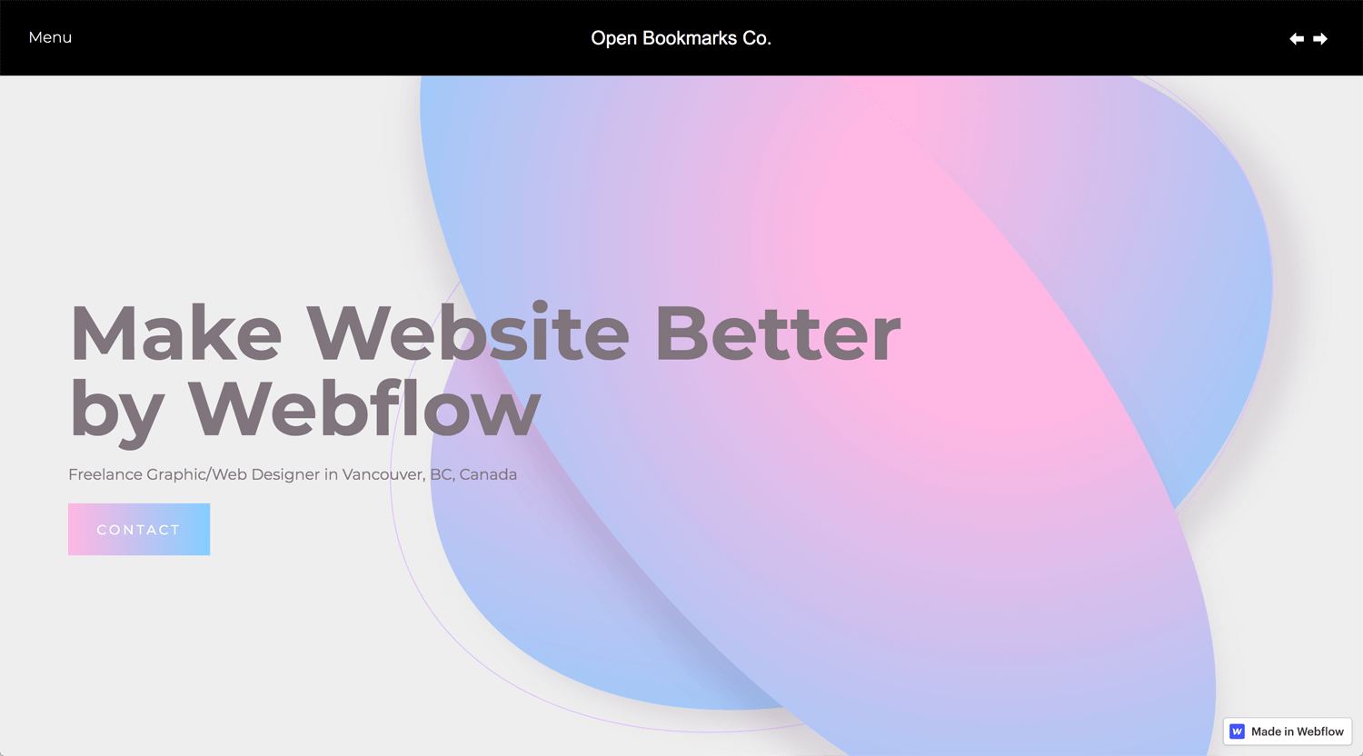 Portfolio Open Bookmarks Co. Webflow Expert Vancouver