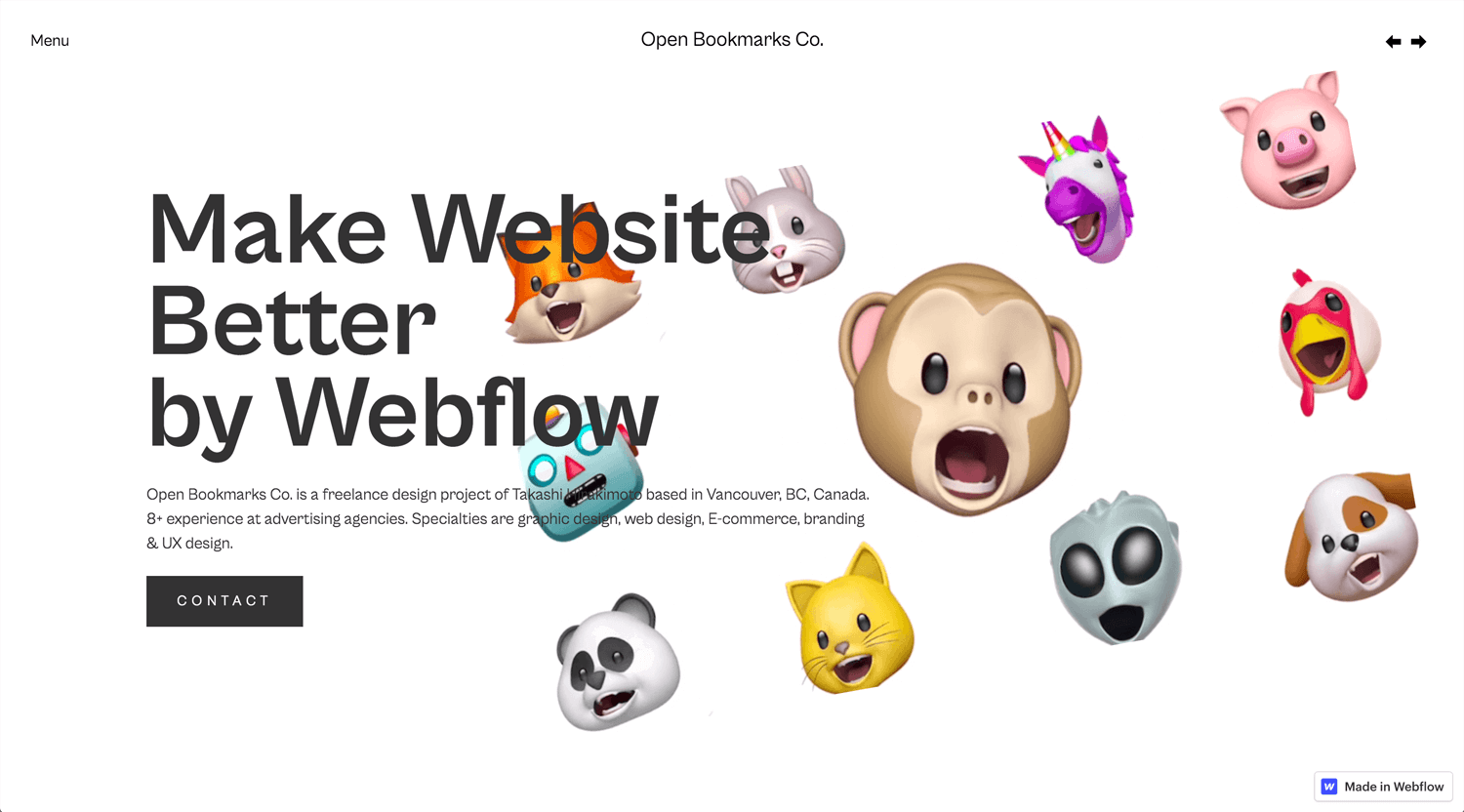 Portfolio Open Bookmarks Co. Webflow Expert Vancouver