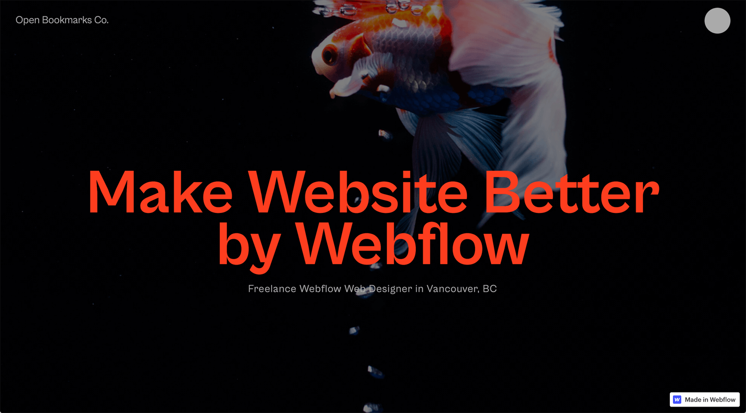 Portfolio Open Bookmarks Co. Webflow Expert Vancouver