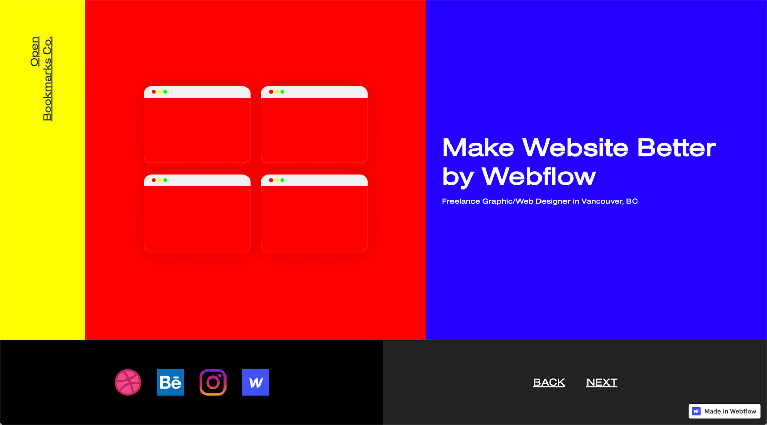 Portfolio Open Bookmarks Co. Webflow Expert Vancouver