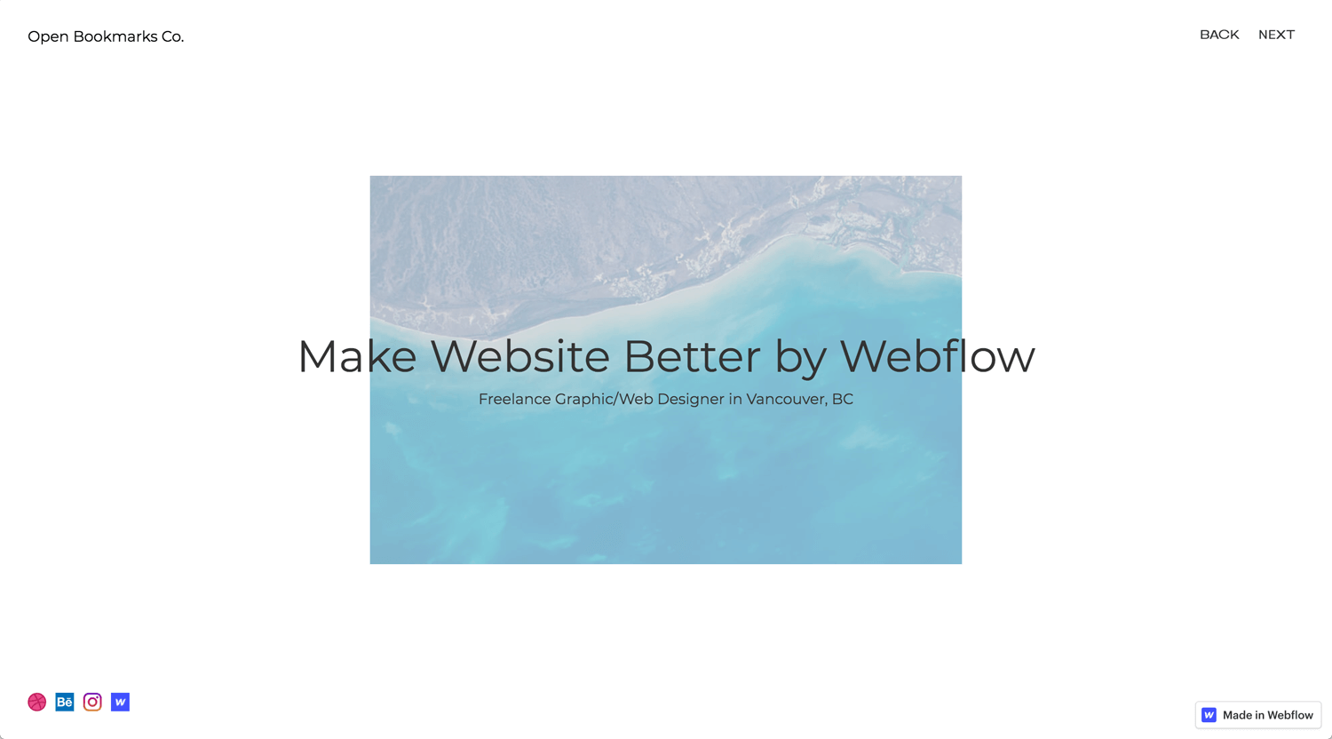 Portfolio Open Bookmarks Co. Webflow Expert Vancouver