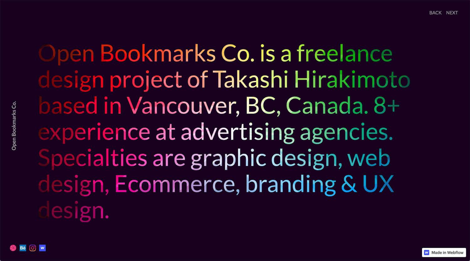 Portfolio Open Bookmarks Co. Webflow Expert Vancouver