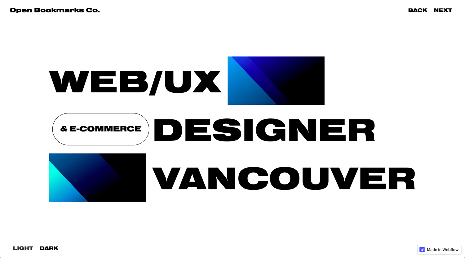 Portfolio Open Bookmarks Co. Webflow Expert Vancouver