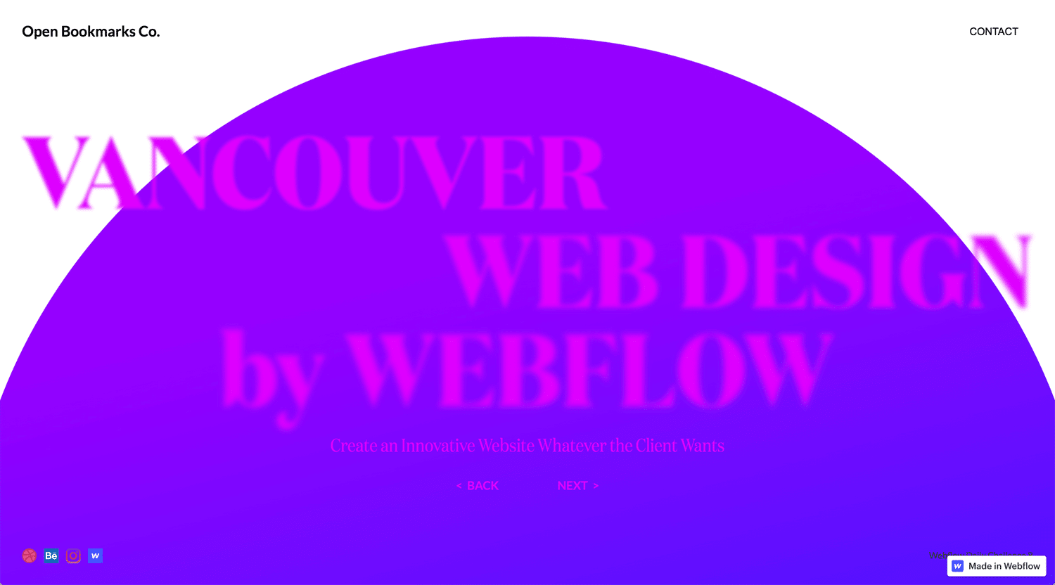 Portfolio Open Bookmarks Co. Webflow Expert Vancouver