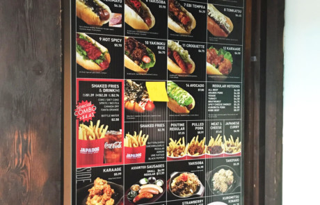 Japadog Menu