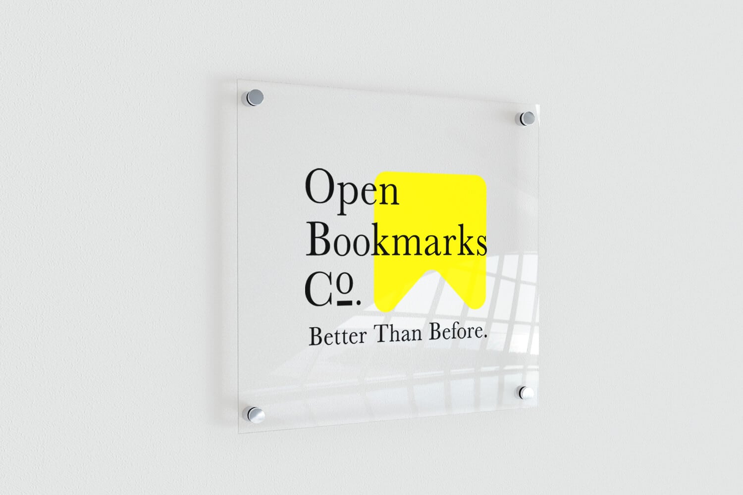 Open Bookmarks Co. Portfolio Logo Signage
