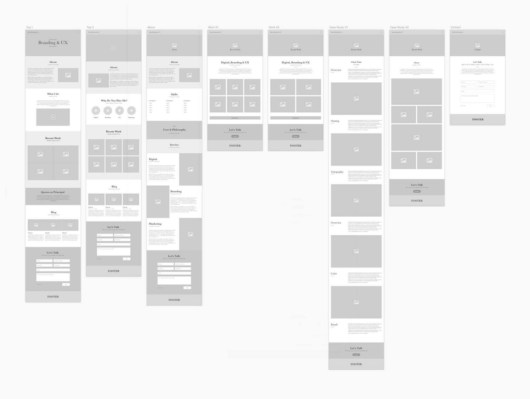 Open Bookmarks Co. Portfolio Branding Wireframe