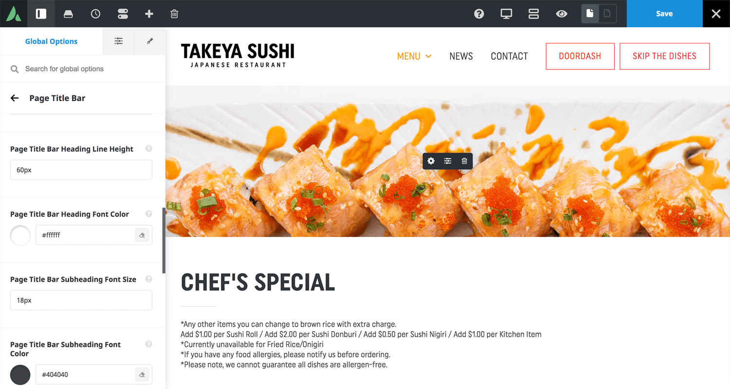 Open Bookmarks Co. Portfolio Takeya Sushi Website WordPress