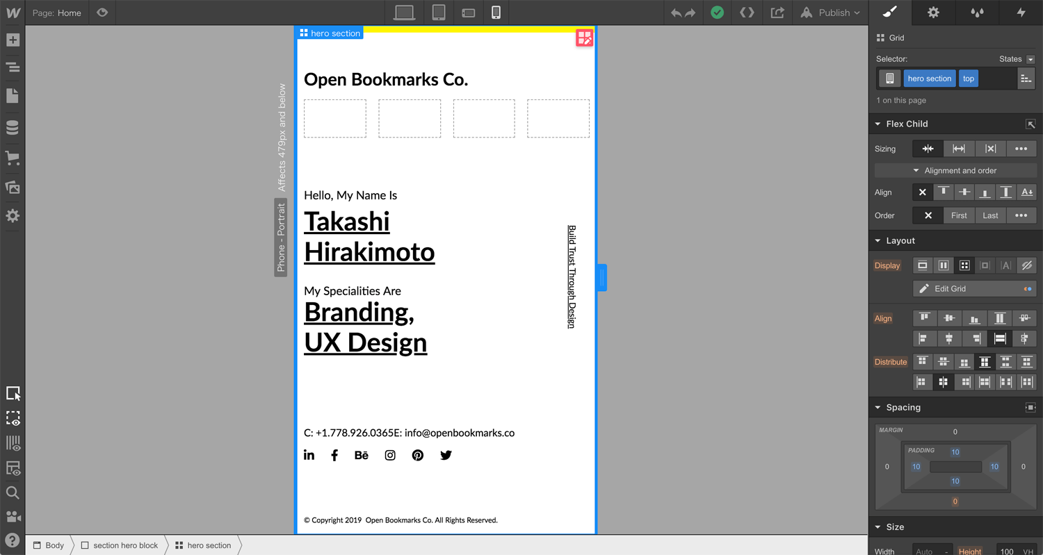 Takashi Hirakimoto Landing Page Webflow