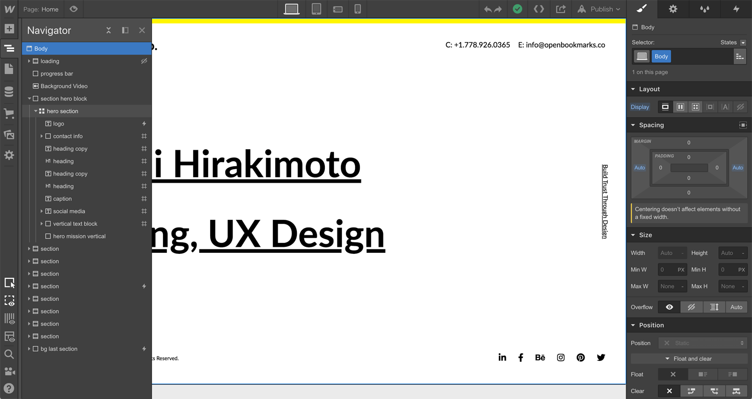 Takashi Hirakimoto Landing Page Webflow