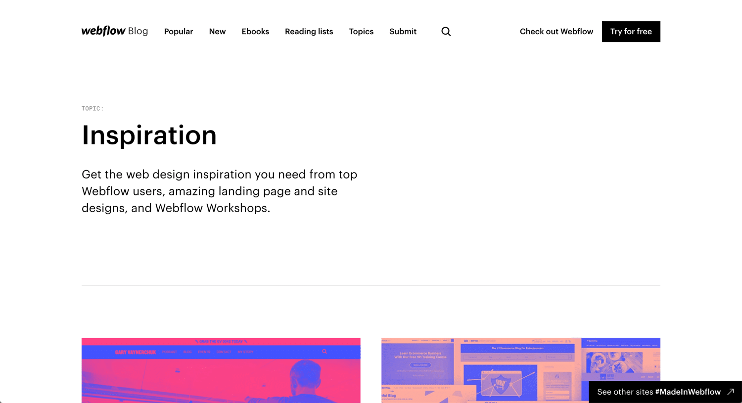 YouTube Webflow Inspiration