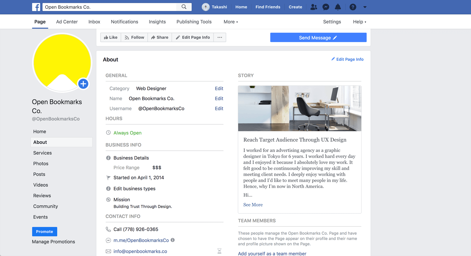 Open Bookmarks Co. Blog Facebook Business Page