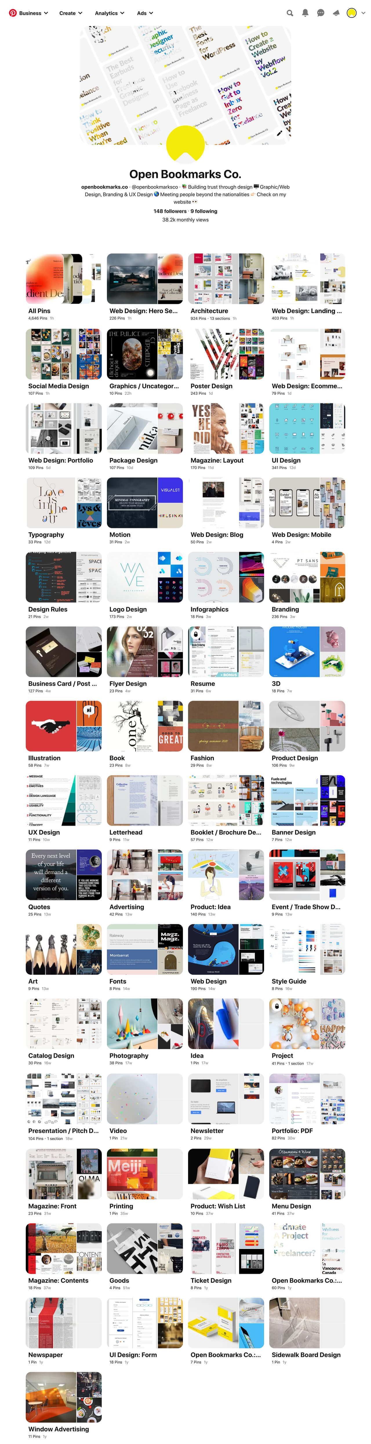 Open Bookmarks Co. Blog Pinterest