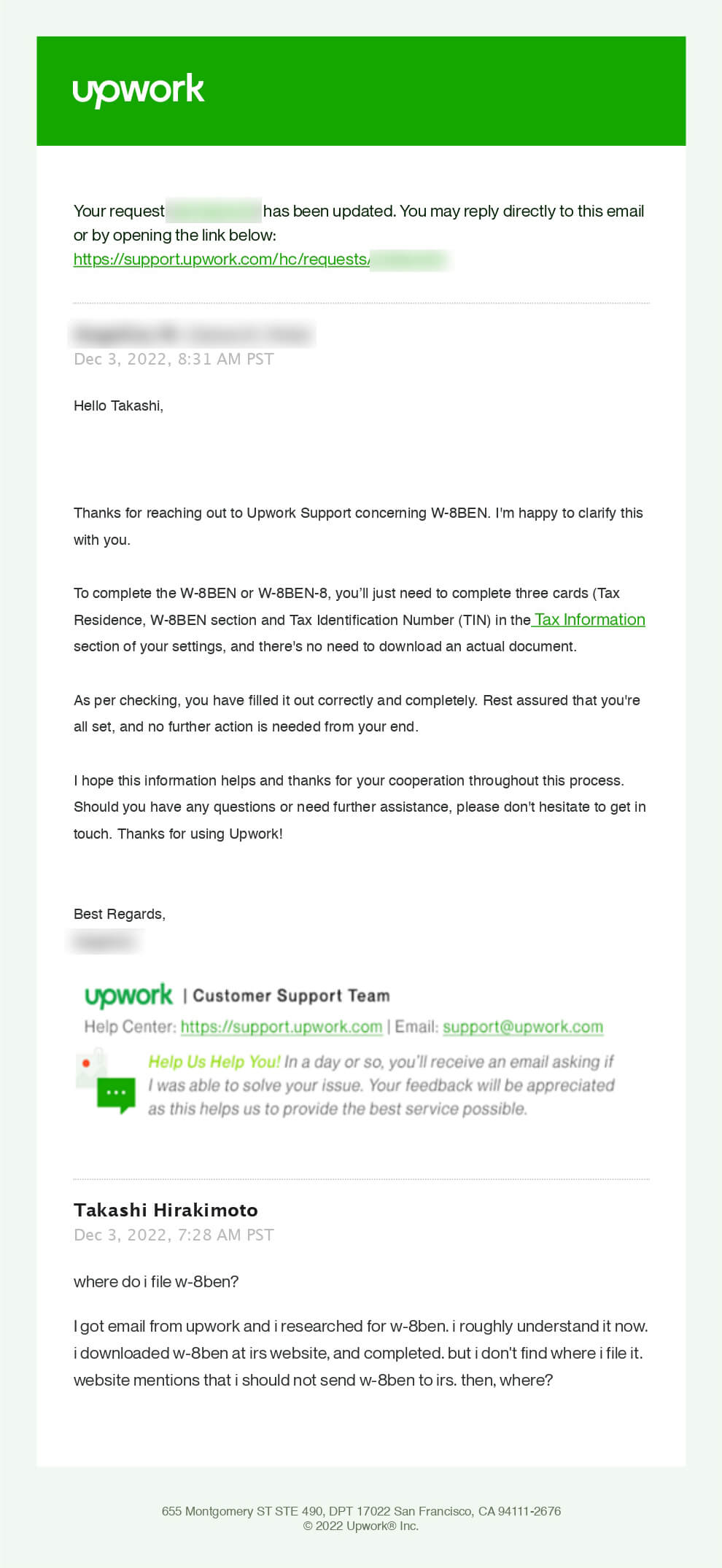 Open Bookmarks Co. Blog Upwork W-8BEN Tax Freelance